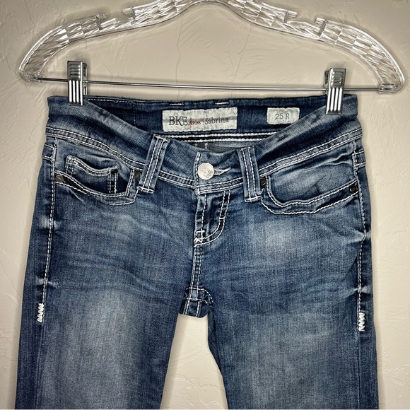 BKE Sabrina Low Rise Boot Cut Thick Stitch Denim Jeans - Picture 3 of 11